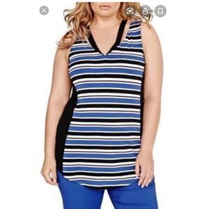 Size 1x Addition Elle Black & Blue Tank Top